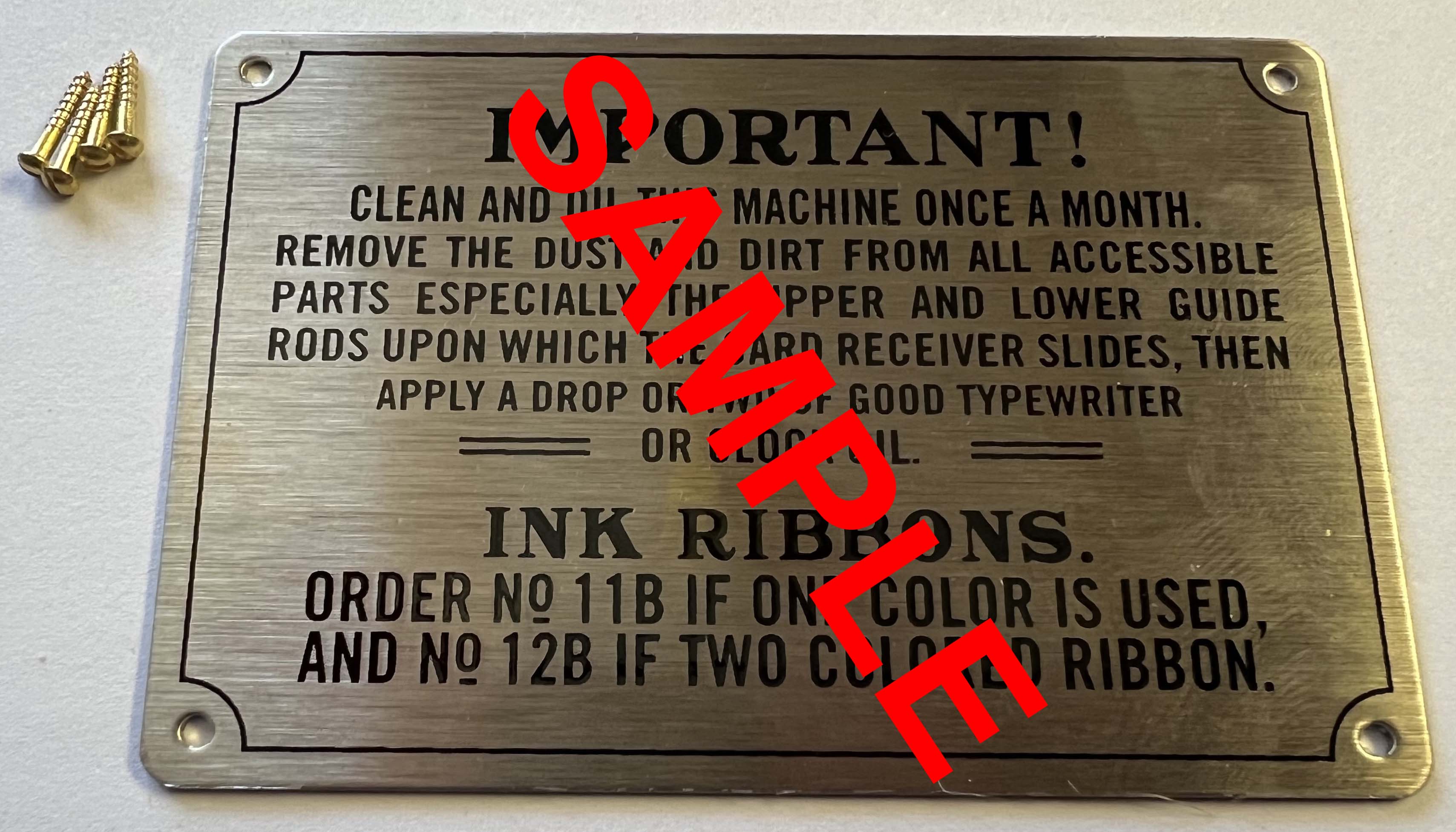 ITR Instruction Plate